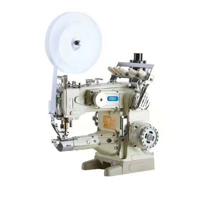 QS-1500D-TP direct drive high speed feed-up-the-arm 2-needle 4-thread double chain stitch interlock machine with tape attaching